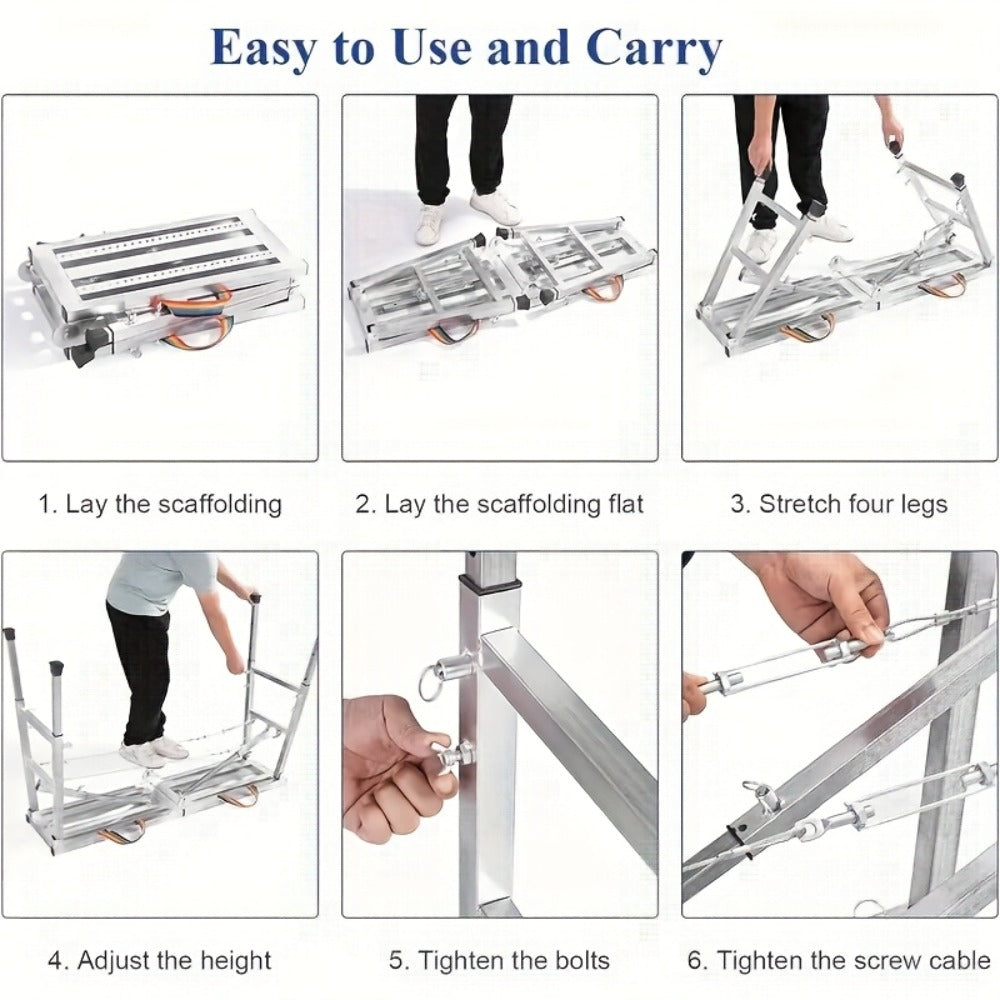 Folding Scaffold Step Stool Adjustable Height 39-79" Portable Steel Work Platform 1300 lb Capacity for Home Renovation Painting Car Washing RV Cleaning - product image 15