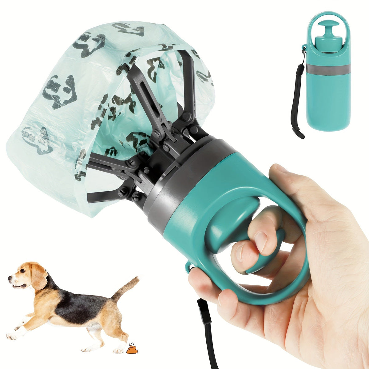Dog Poop Scooper with Bag Dispenser – 5-Pack Portable Claw Design, Leak-Proof Waste Bags Included, Sturdy Plastic for Outdoor Dog Waste Pickup, Green - product image 2