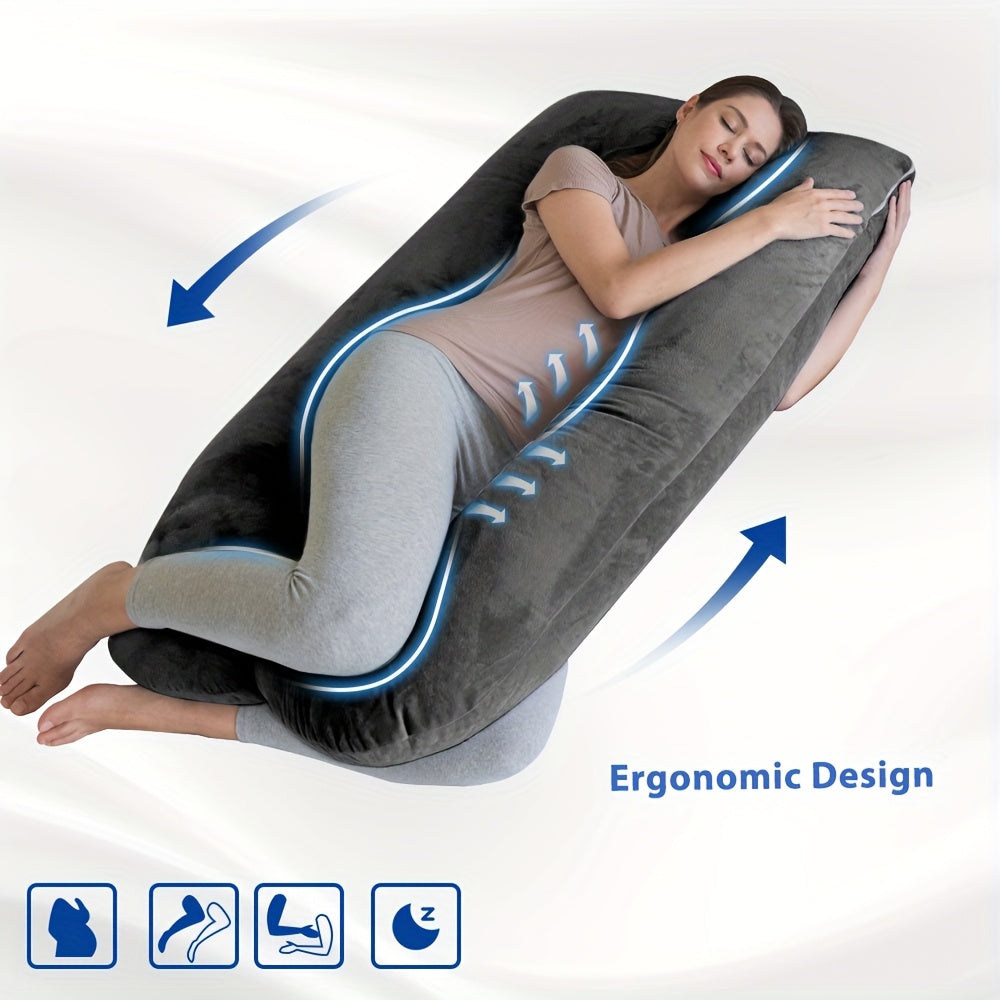 U-Shaped Maternity Pillow for Back, Neck, and Leg Support – Soft, Portable, and Comfortable Polyester Pregnancy Pillow for Expecting Moms, Hand Wash or Dry - product image 4