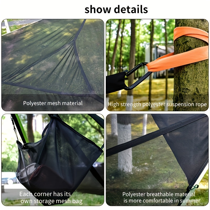 Outdoor Triangle Hammock Multi-Person – Sturdy Hanging Hammock for Adults & Kids – Large Aerial Tree Tent, Mesh Swing Camping Hammock for Backyard, Camping - product image 4