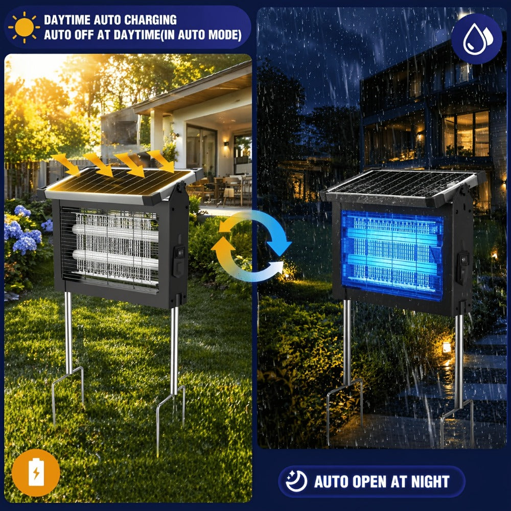 Solar Bug Zapper Outdoor 4200V – Solar Powered Mosquito Killer with Auto/Manual Dual Mode, 2100 Sq.Ft Coverage, 12H Runtime, 3-Way Charging, 10FT Cord, Safe for Family & Pets, for  - product image 4
