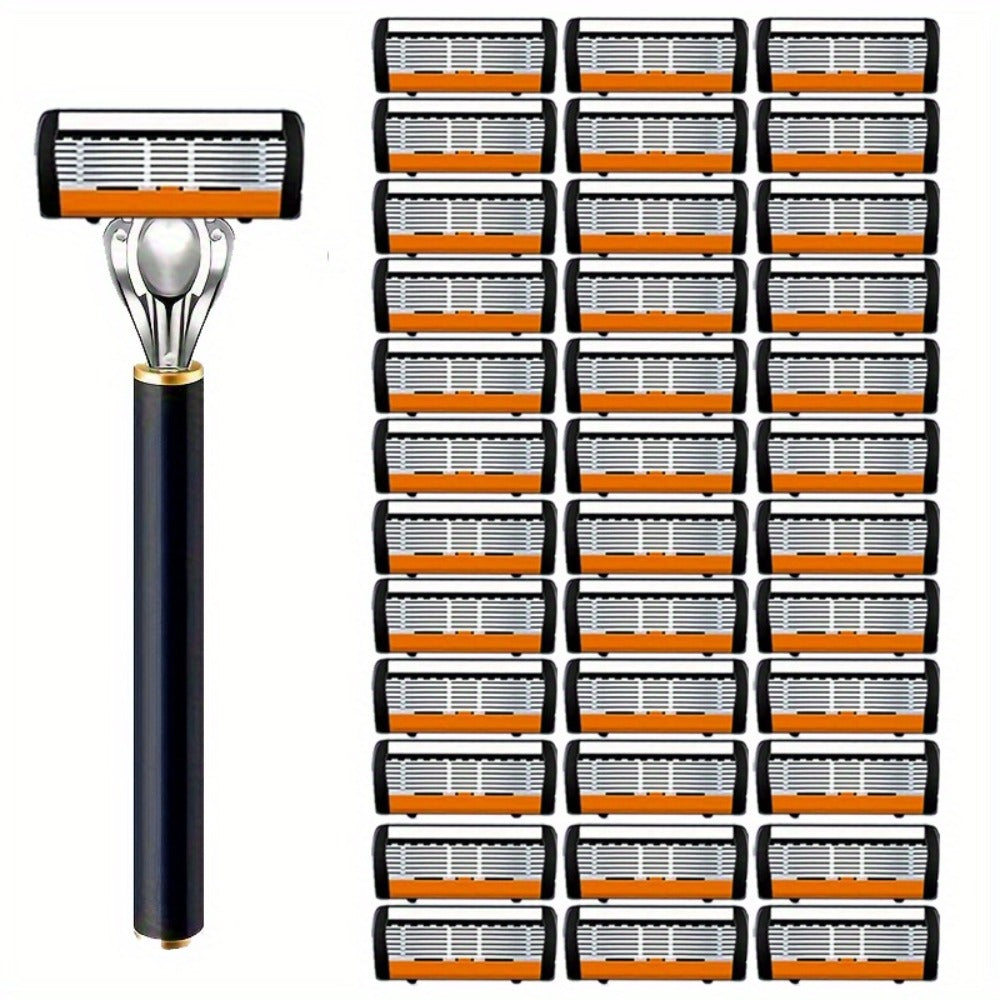 Safety Razor Set with Replacement Blades – Anti-Slip Metal Handle, Contour Fitting, Fully Washable Shaving Kit for Men | 24 or 36 Blades - product image 5