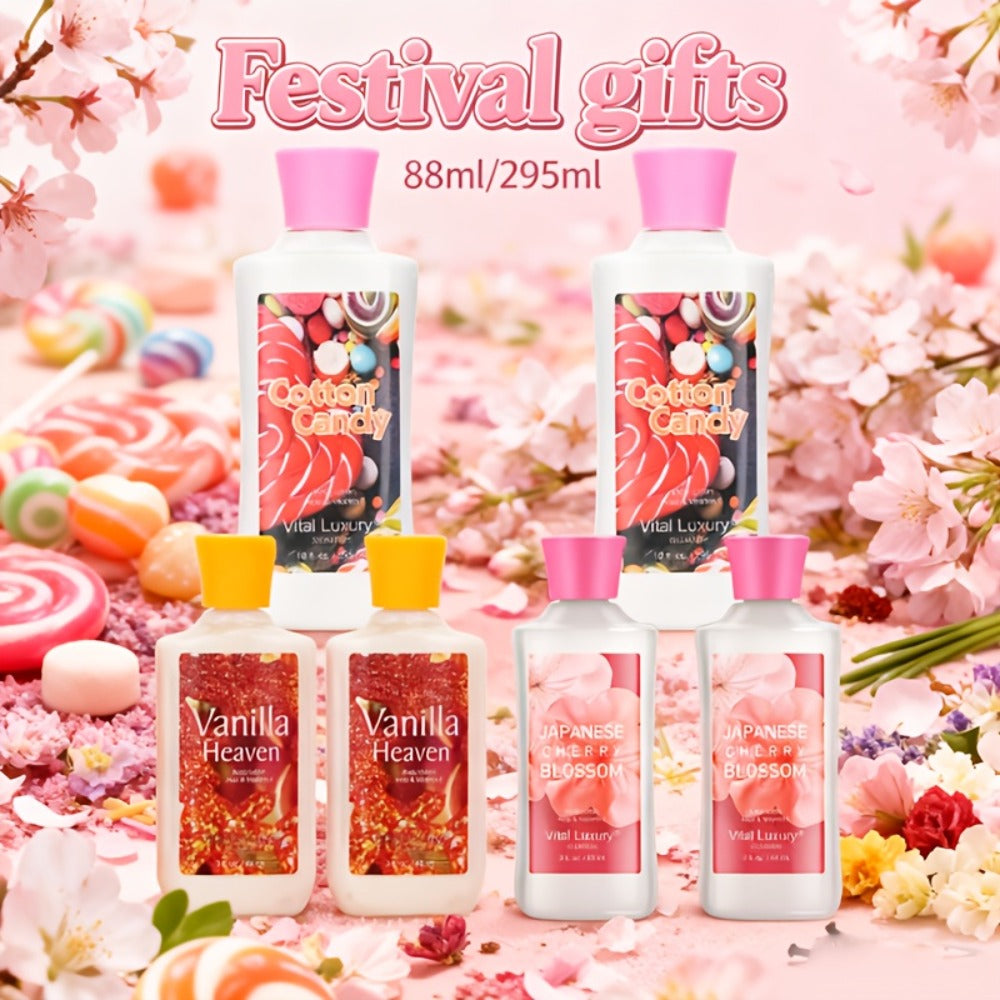 Scented Body Lotion & Hand Cream Vitamin C Glycerin Deep Moisturizing - Japanese Cherry Blossom Vanilla Cotton Candy Dry Skin Hydrating Lotion Women Men All Skin Types Gift - product image 4