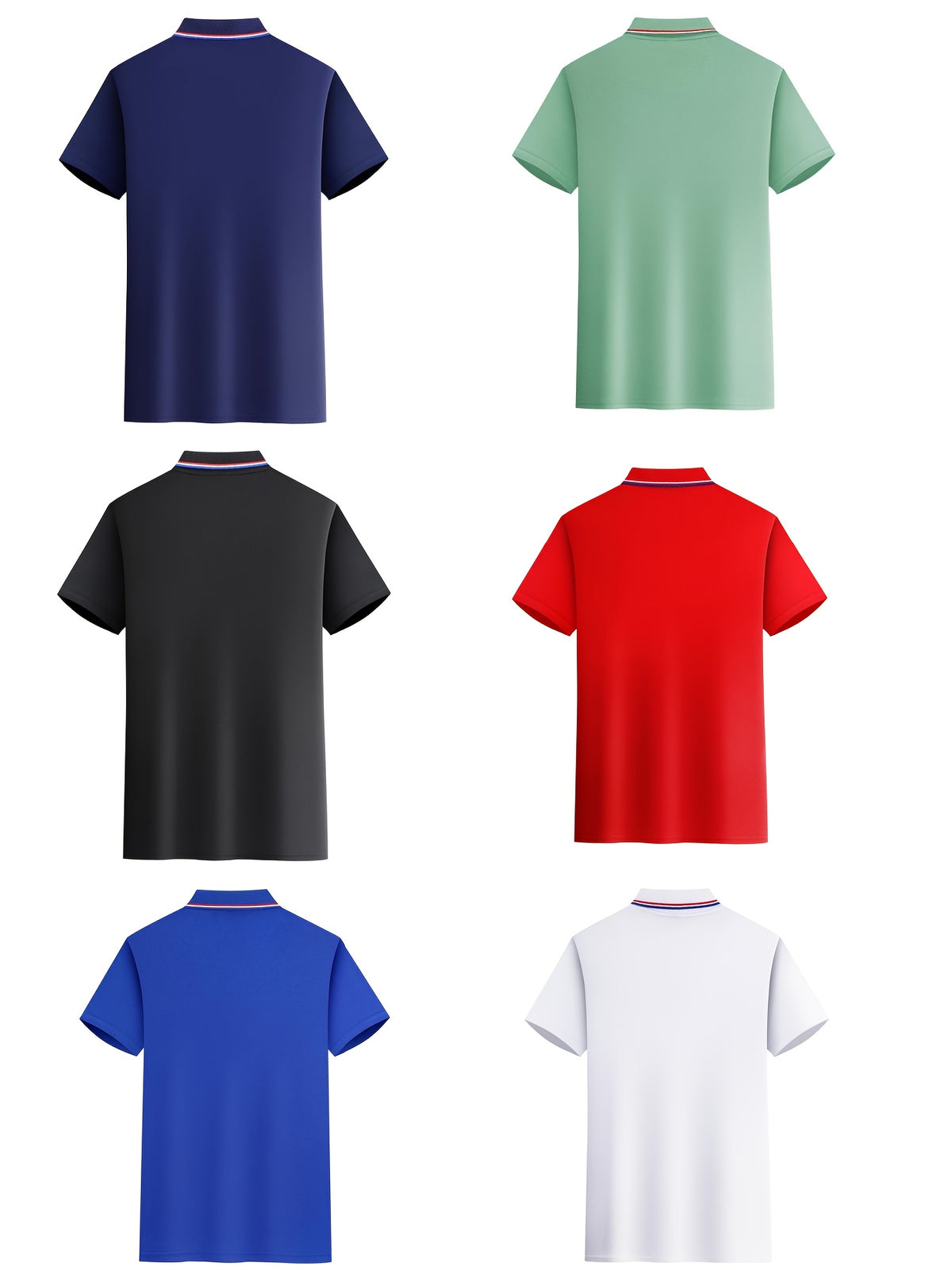 5pcs Men's Polo Shirt Set | Casual Fashion Loungewear | Solid Short Sleeve with Horse Print | Contrast Collar | Breathable Daily/Golf Shirt | Multiple Colors - product image 3