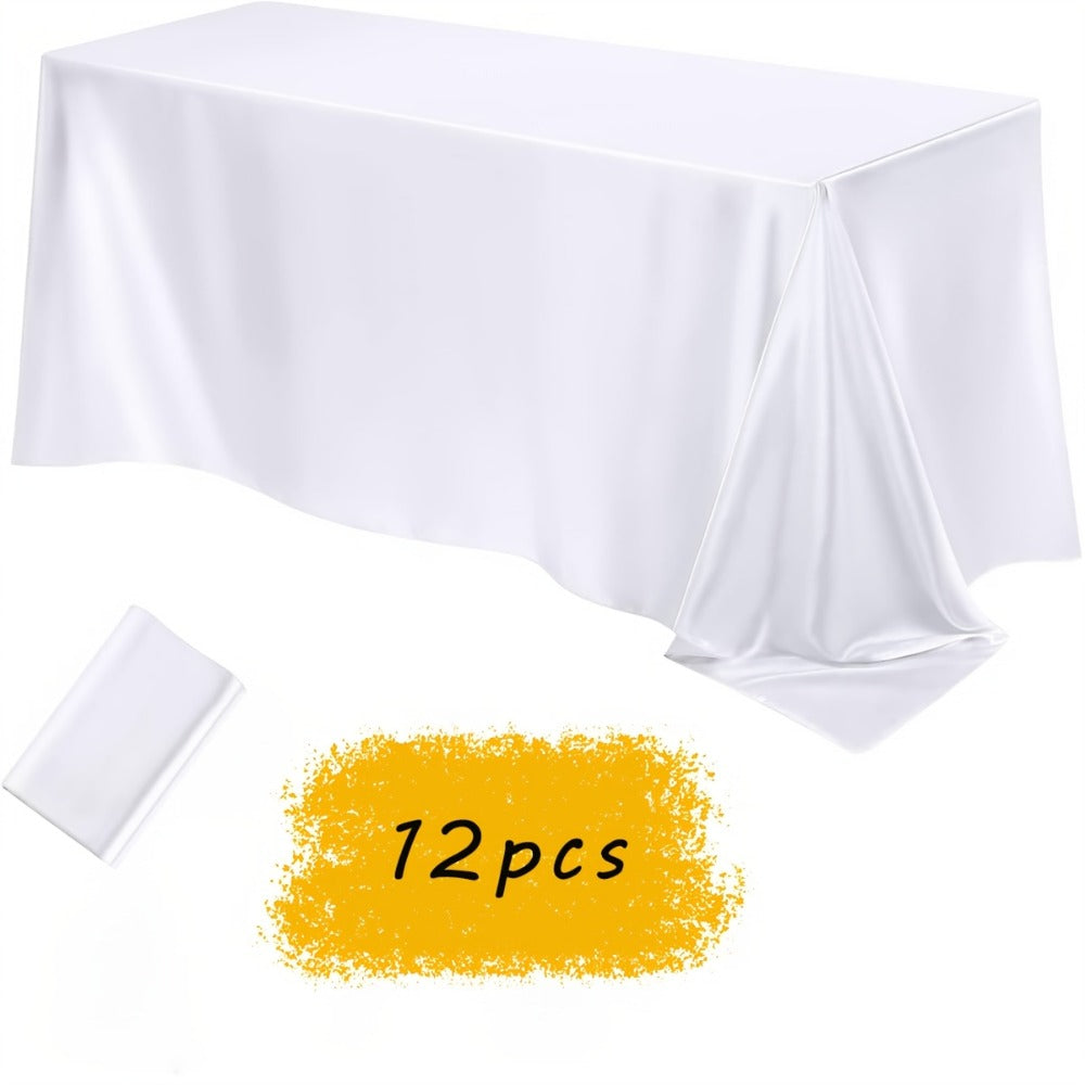 Satin Tablecloth 12pcs 57"x102" Rectangular Silky Smooth Fabric Table Cover for Wedding Banquet Birthday Party Holiday Event - product image 6