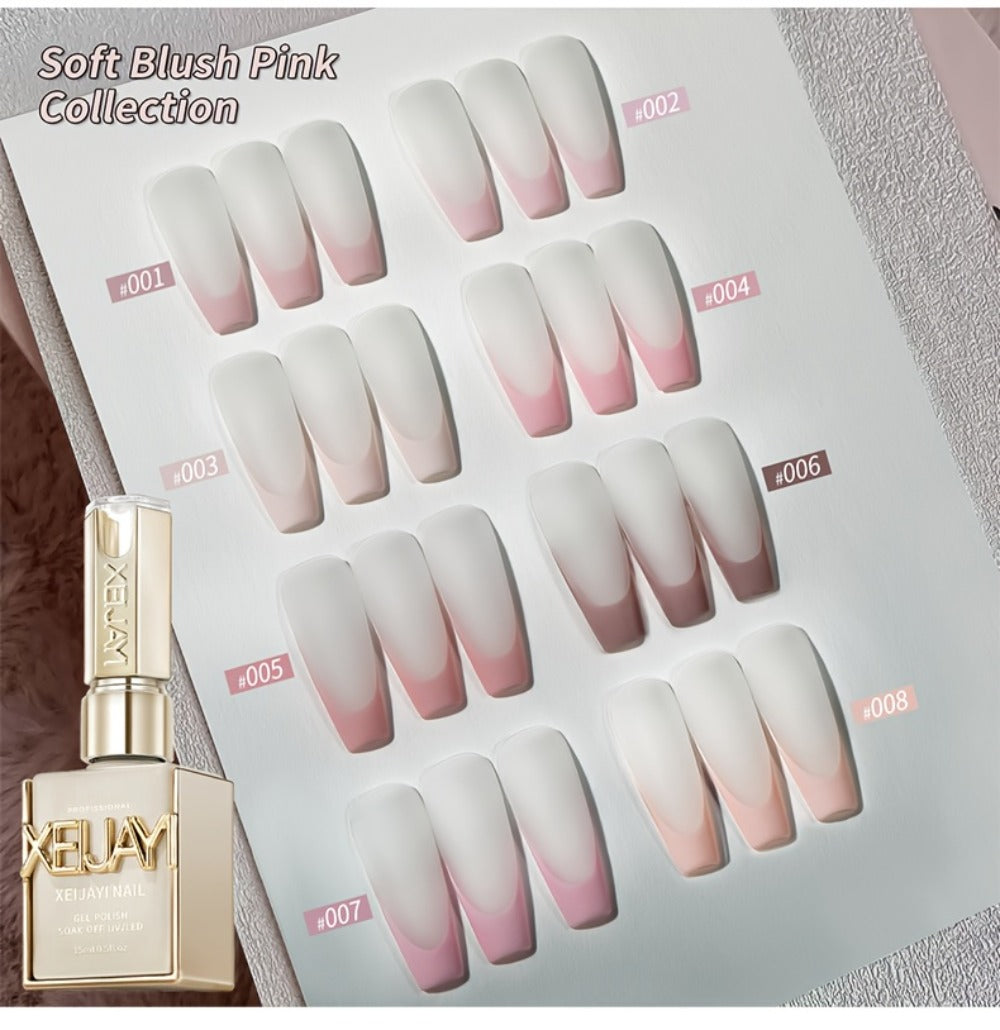 Gel Nail Polish Set 8 Colors Semi-Permanent Soak-Off LED Cure Long-Lasting Manicure Kit - 0.51oz Each Bottle Gentle Pink Shades 001-008 DIY Home Salon Nail Art Gift for Women - product image 14