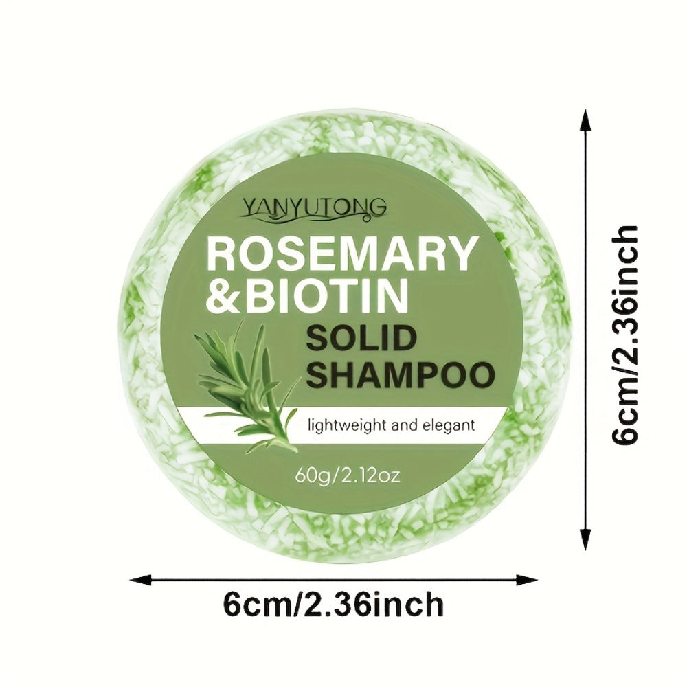 Rosemary Biotin Solid Shampoo Bar 3 Pack — Plant-Based Nourishing Mild Non-Irritating Formula for Sleek Smooth Hair, Scalp Care, Frizz Control, All Hair Types, Eco-Friendly, 60g Ea - product image 4