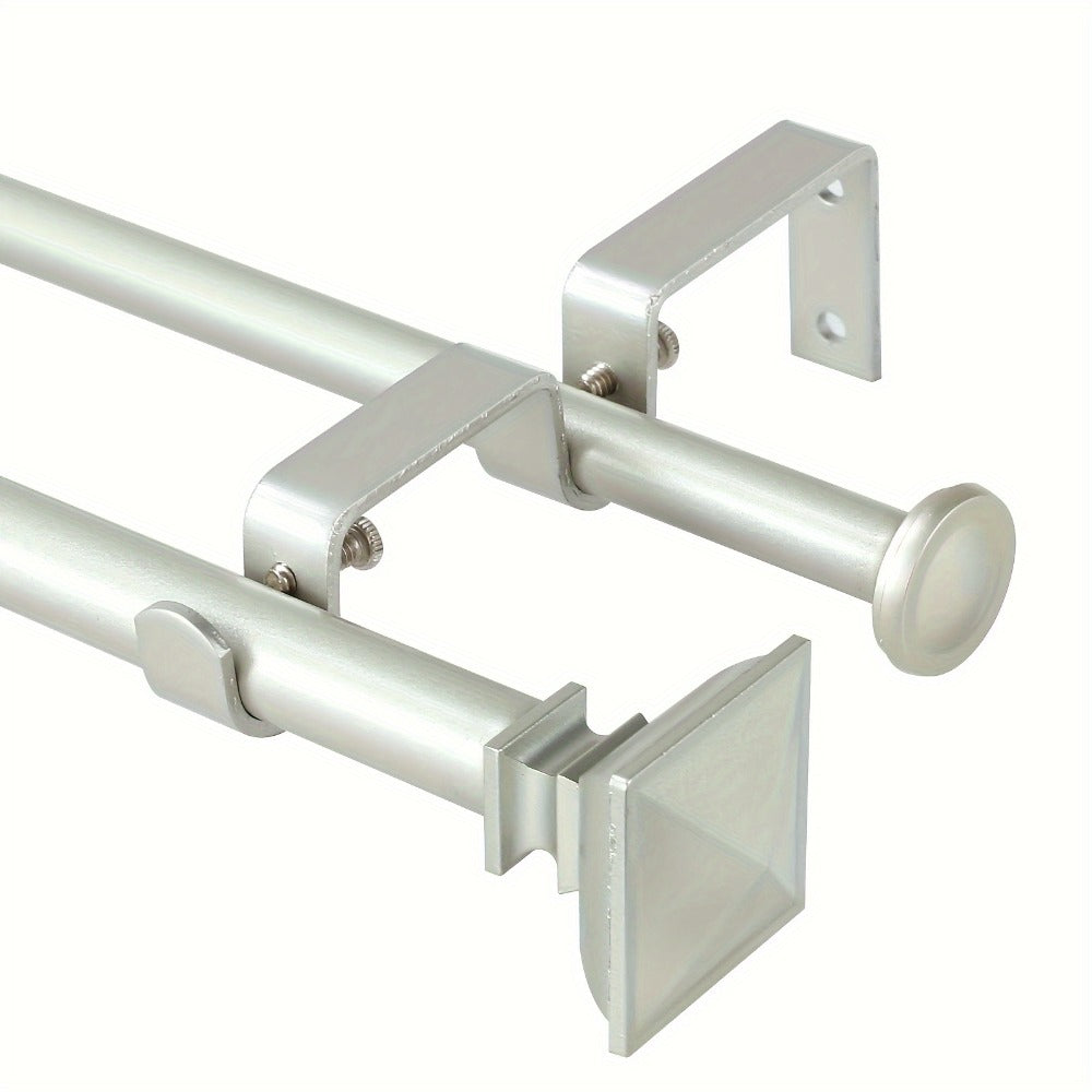 Double Curtain Rod Set with Square Urn Finials Adjustable Double Drapery Rod 5 Finishes 2 Sizes Window Curtain Hardware Easy Install - product image 8