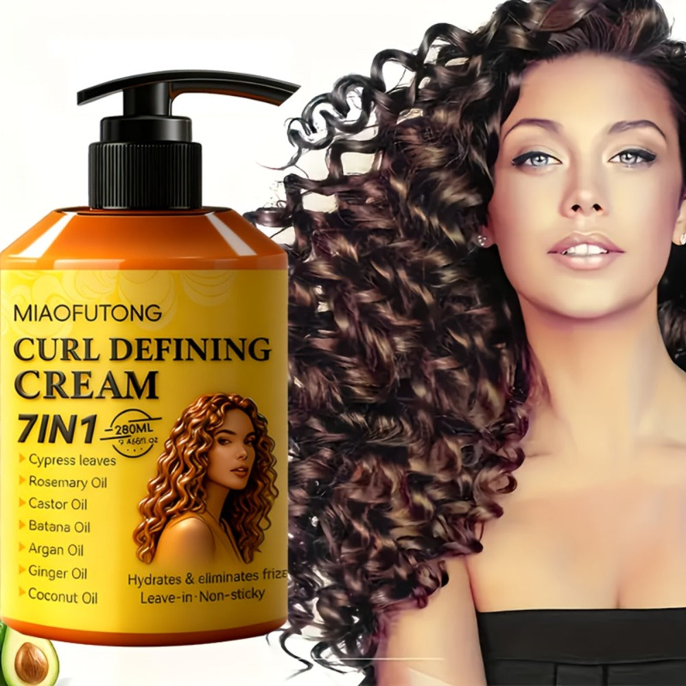 7-in-1 Botanical Curl Cream 280ml – Deep Moisture Curl Defining Cream with Argan, Rosemary, Castor & Coconut Oil, Anti-Frizz Long-Lasting Volume for Wavy Curly Coily Hair - product image 9
