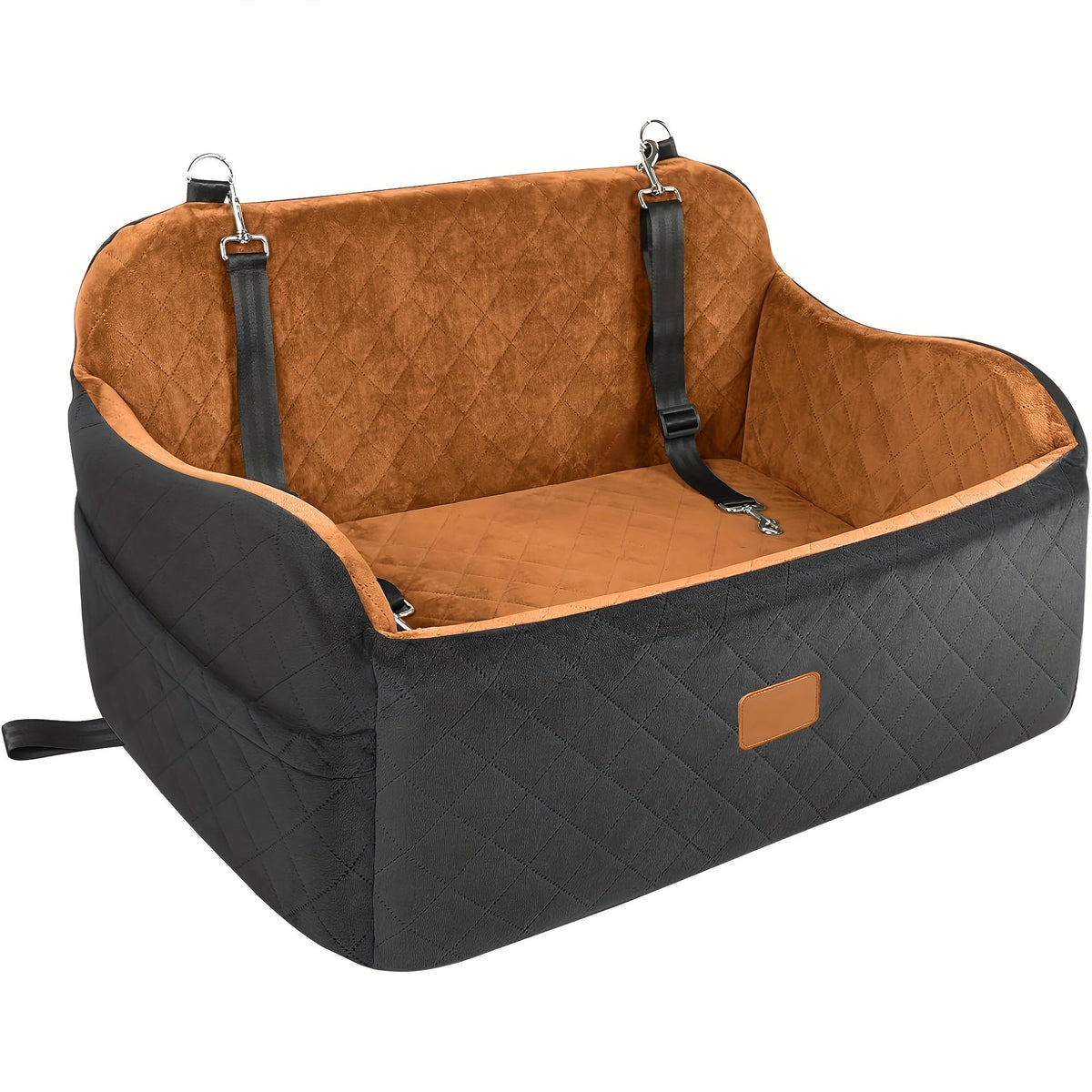 Memory Foam Pet Travel Car Bed with Seat Belt Pass-Through, Adjustable Straps, Removable Washable Cover, Harness Channel & 3-Strap Easy Installation, 4 Colors | Dog Car Seat for Medium & Large Dogs