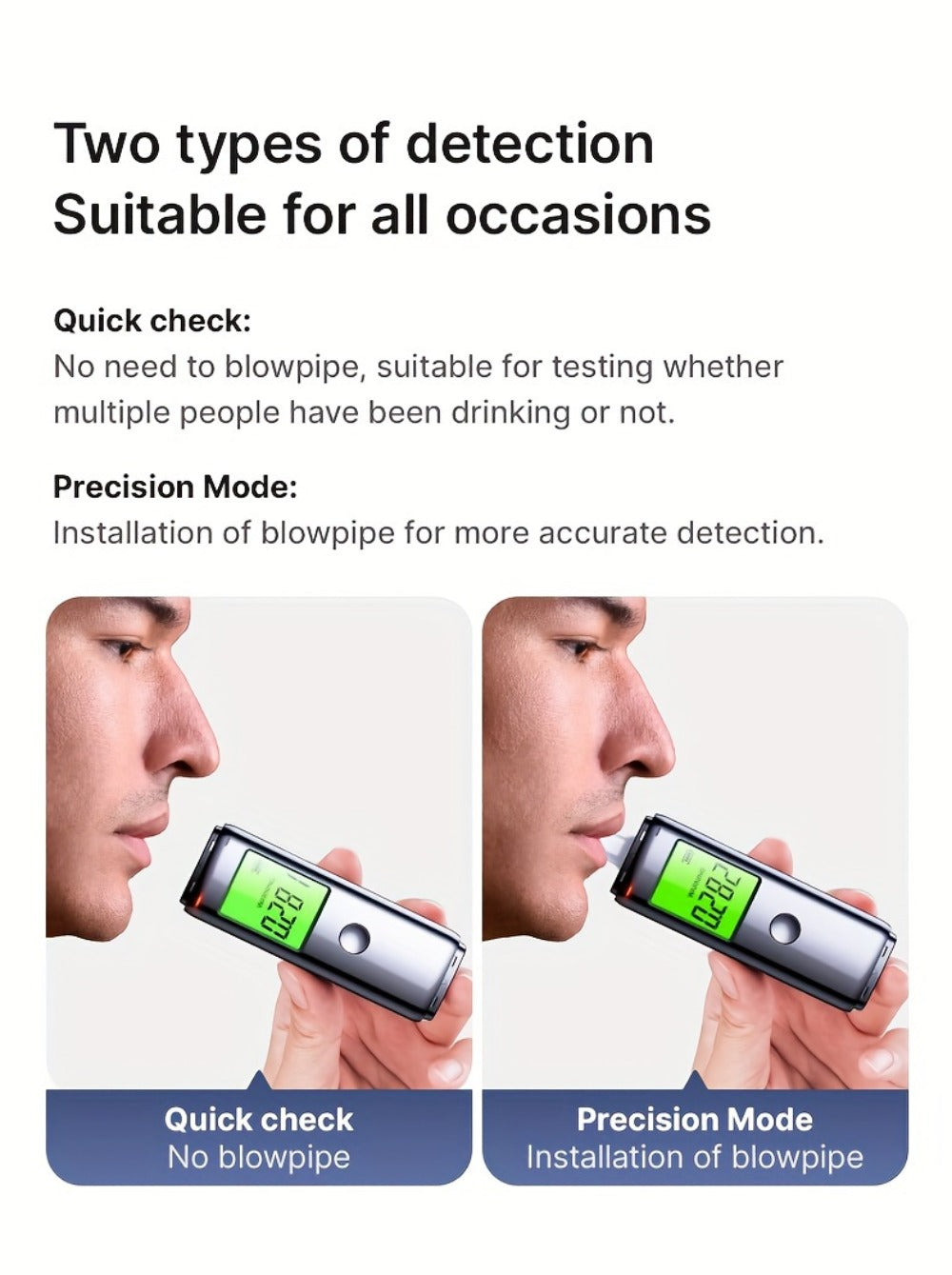 Breathalyzer Alcohol Tester 2-in-1 Rechargeable Dual Mode Blow Activated Digital BAC Tester for Personal Use Drunk Driving Prevention Portable Alcohol Meter - product image 12