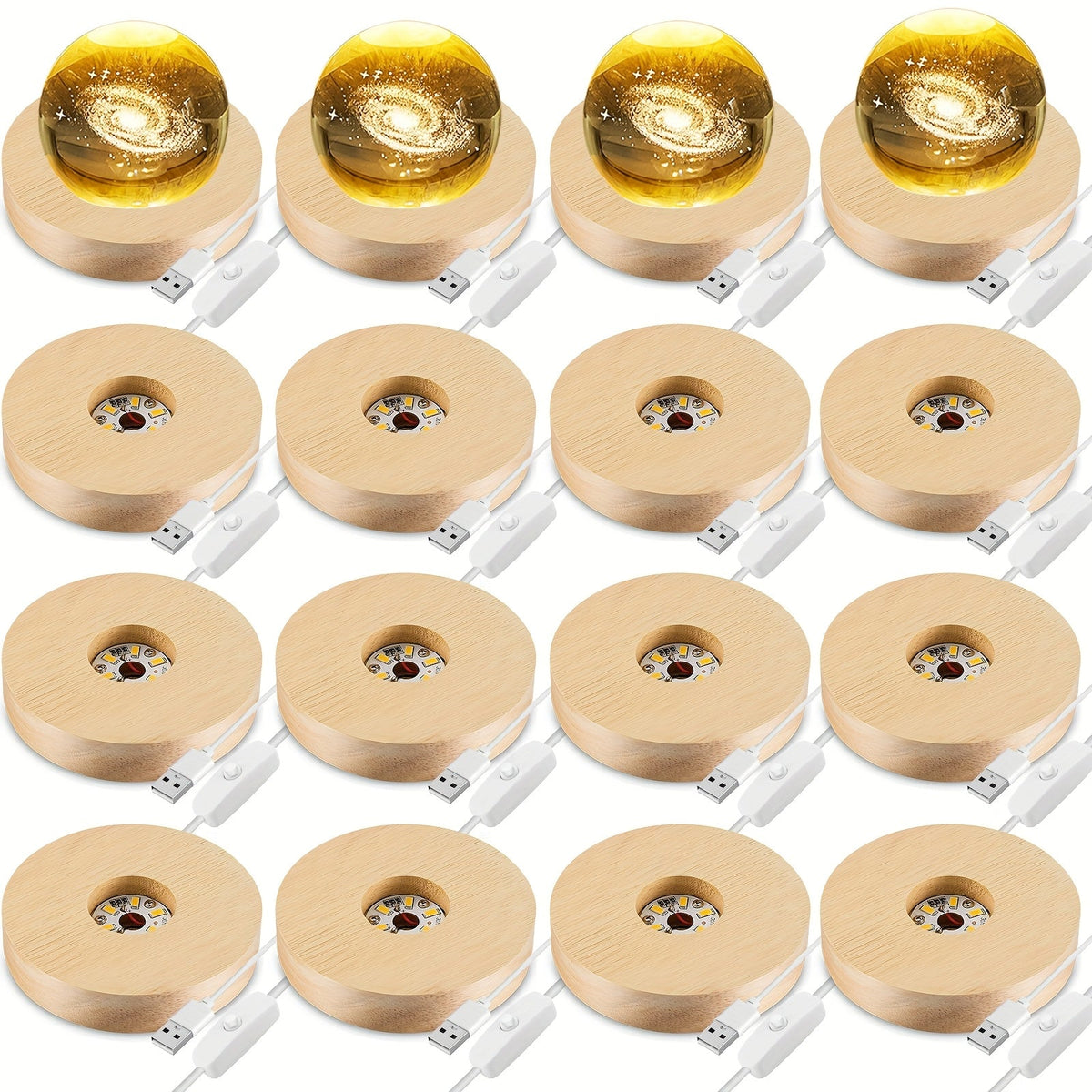 LED Light Base Wooden Display Stand 16 Pack USB Powered Warm White Light Base for 3D Crystal Glass Resin Art Trophy Figurine Night Light Display Pedestal Party Favor Gift Wood Colo - product image 8