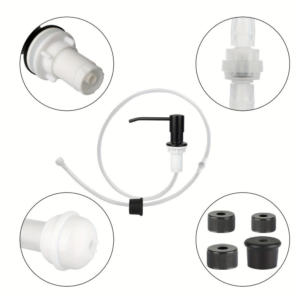 Sink Soap Dispenser Stainless Steel Built-In with 47" Extension Tube Kit – 360° Rotating Pump, No Refill Bending, Deck Mounted for Kitchen Bathroom Laundry & RV Sinks, Easy Press H - product image 3