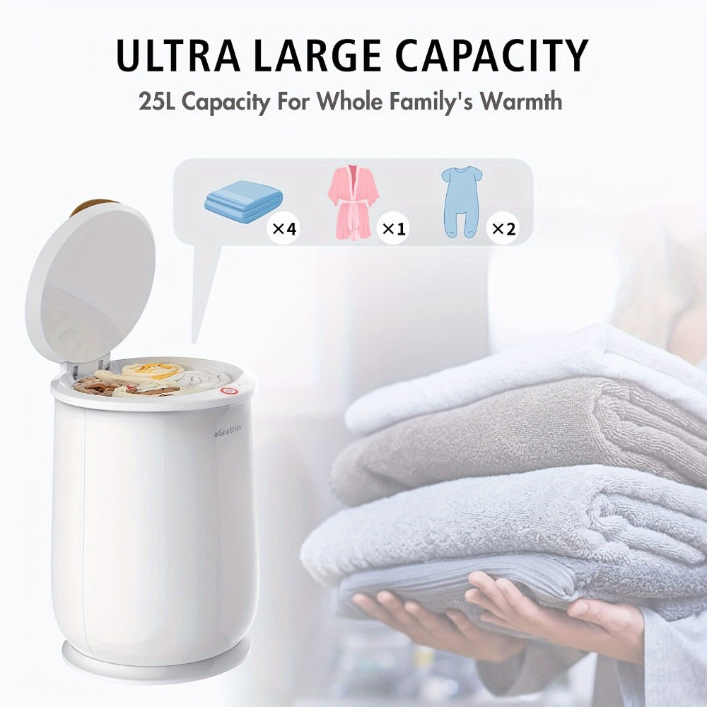 Electric Towel Warmer Bucket Ultra Large Capacity Fits Two 40x70 Towels ETL FCC Certified 1-Min Heat Auto Shut-Off Silent Spa Bathroom Heater Lavender Disc Gift - product image 15
