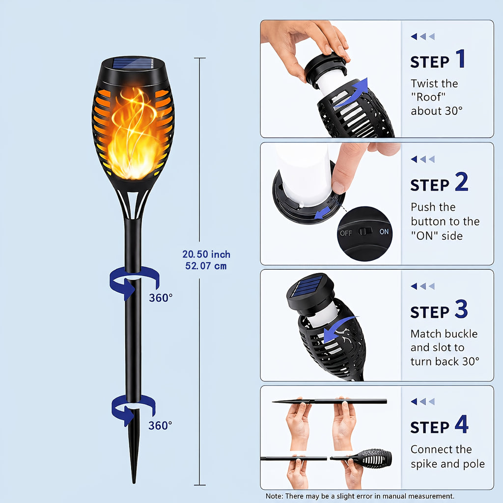16-8pcs Solar Torch Lights With Smart Light Control, Upgraded Solar Torches Featuring Flashing Flames, Suitable For Garden Lawn Decoration, Solar Outdoor Lights - product image 8