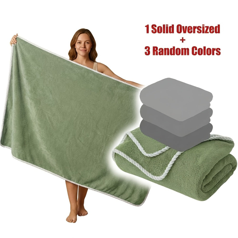Extra Large Bath Towel Set 4 Piece for Women - 300GSM Ultra Soft Quick Dry Absorbent Solid Color Hand Towels | Orange Green Blue Purple Pink | Spa Yoga Fitness Gym Bathroom Gift - product image 9