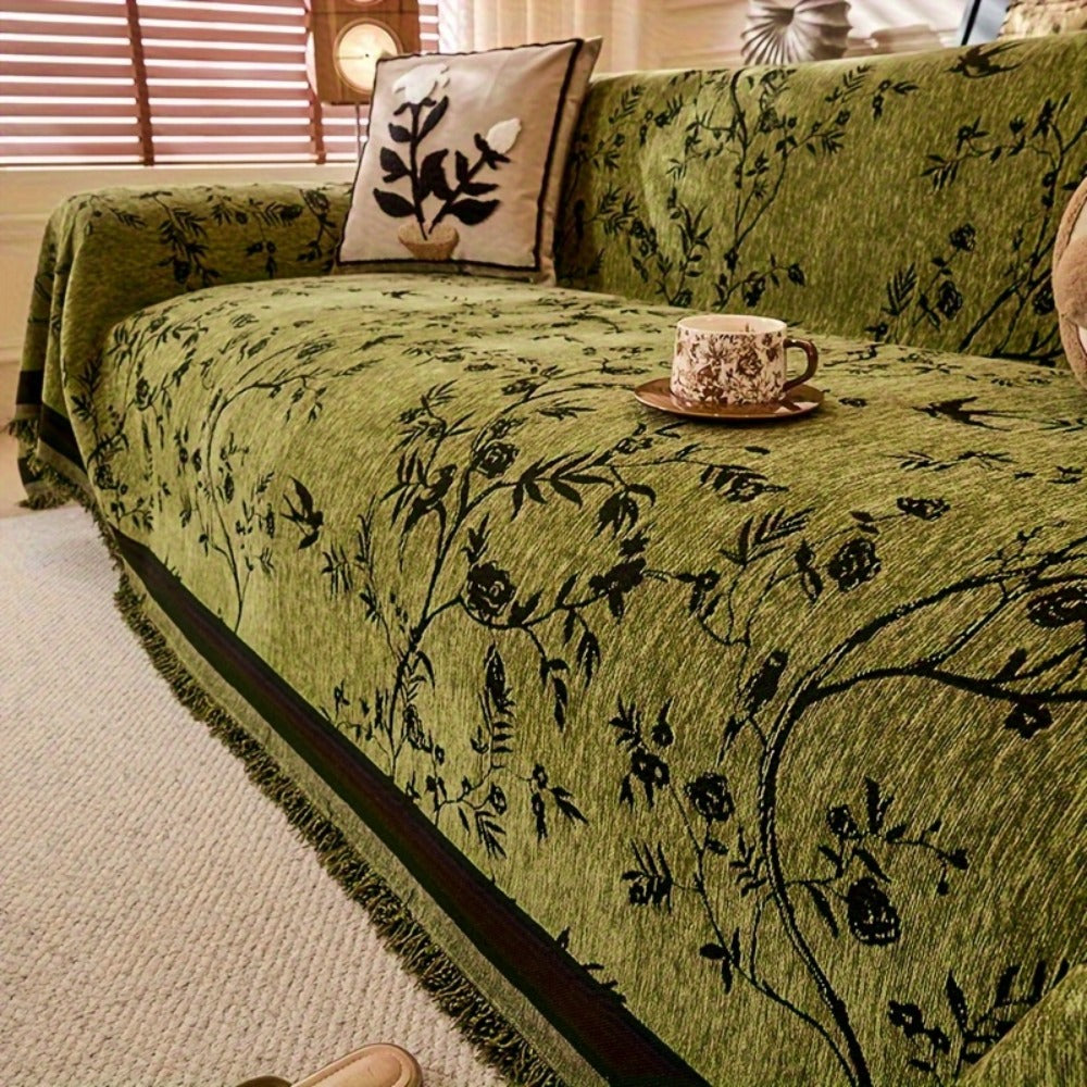 Sofa Cover Chenille Thickened Non-Slip Couch Slipcover Floral Pattern for Living Room Office Pet-Safe All-Season — 1 2 3 4 Seater Sizes - product image
