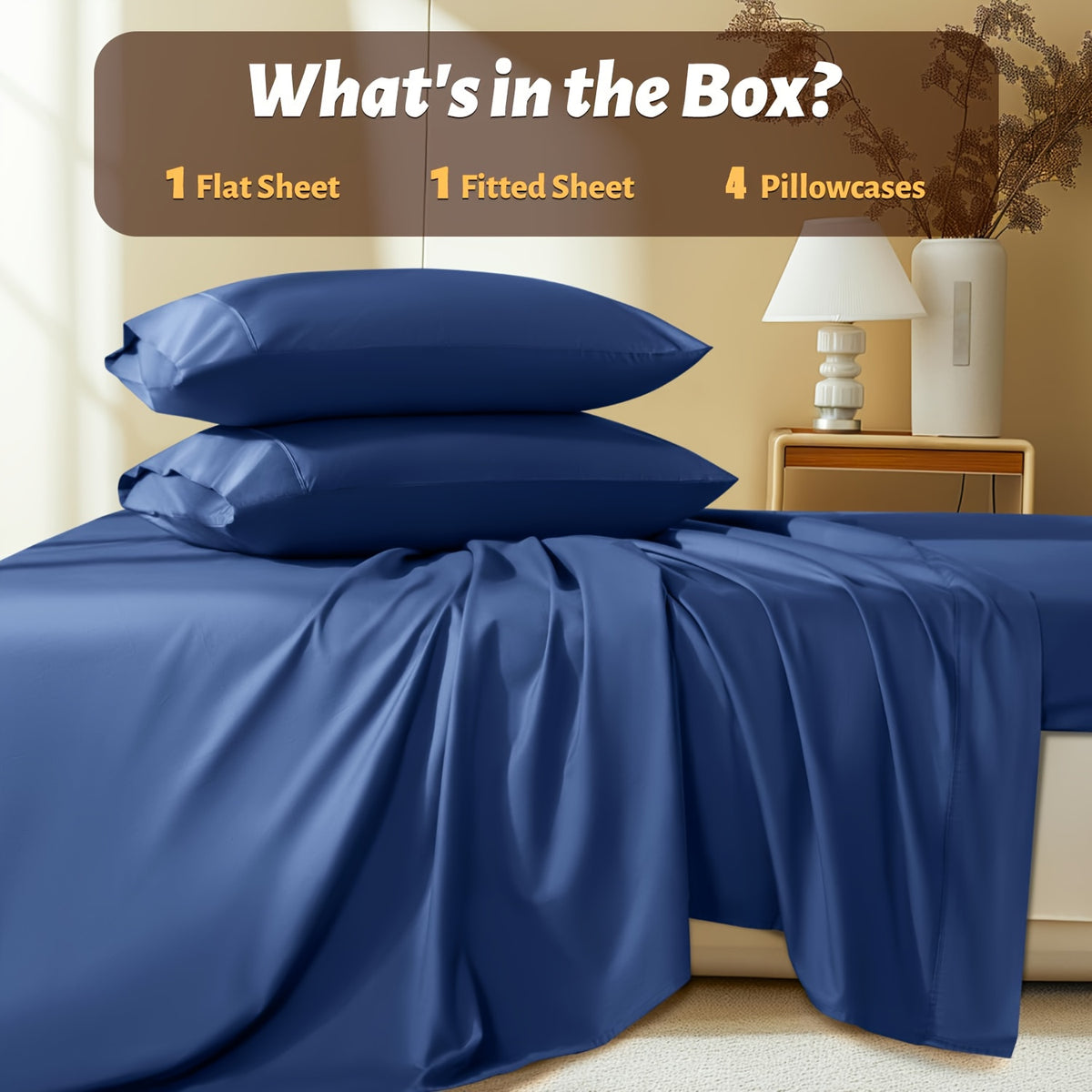 Extra Deep Pocket Bamboo Sheets - 6 pcs Breathable & Cooling Bamboo Bed Sheet Set, Hotel Luxury Fitted Sheet Set, Soft Wrinkle-Free for Extra Deep Mattresses - product image 12