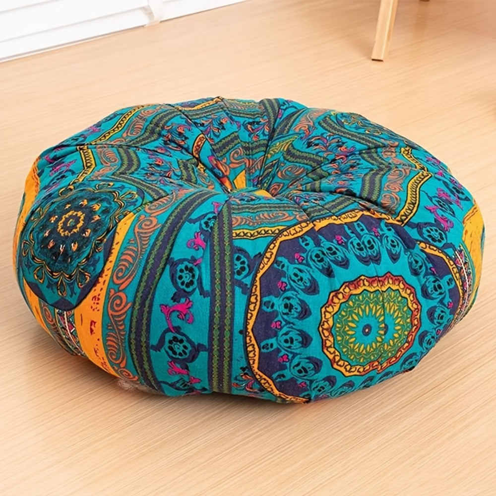 Floor Pillow Round Bohemian Thick Cushion Vintage Floral Pattern Boho Meditation Seat Pad Fade Resistant Cotton Filled Decorative Pouf for Living Room Bedroom All Seasons - product image 8