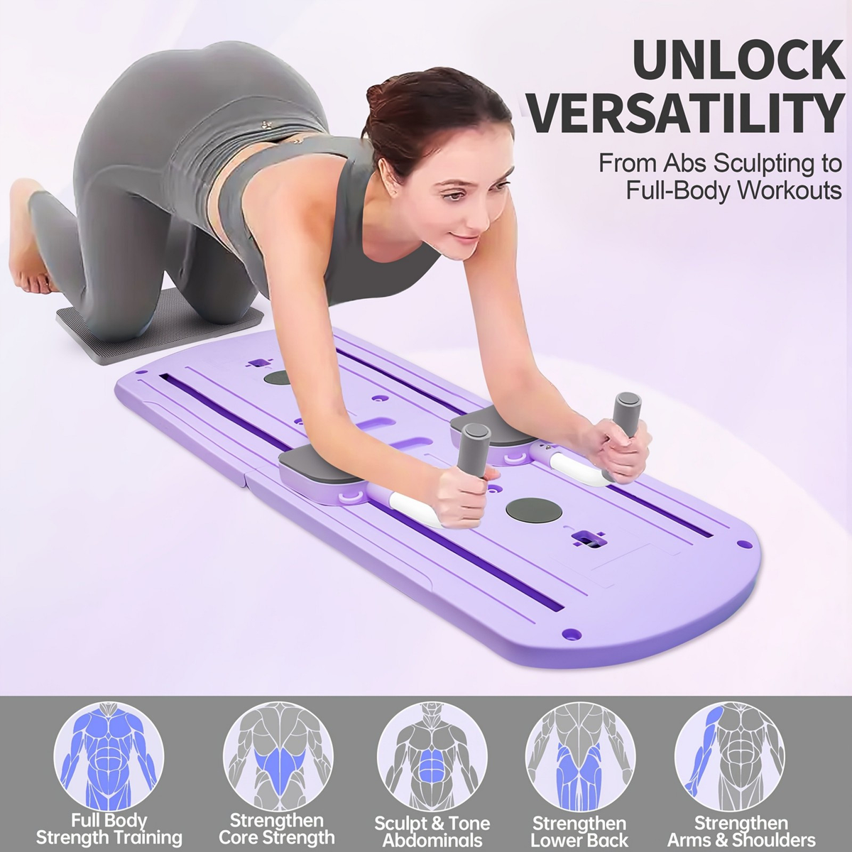 Collapsible Pilates Board 8-in-1 with Resistance Bands | Anti-Slip Yoga Push-Up Board for Core Strength, Balance, Fat Burning & Full Body Home Gym Training - product image 19