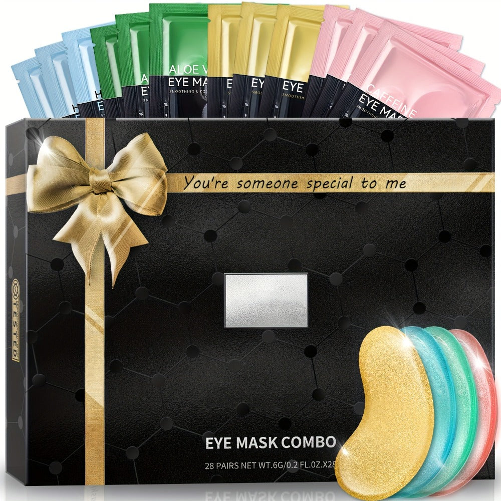 Collagen Eye Mask Patches 40 Pairs – Caffeine & Aloe Vera Under Eye Patches 4 Types Eye SPA Multi-Color Depuff Dark Circle Moisturizing Daily Eye Care Gift Set for Women - product image 4