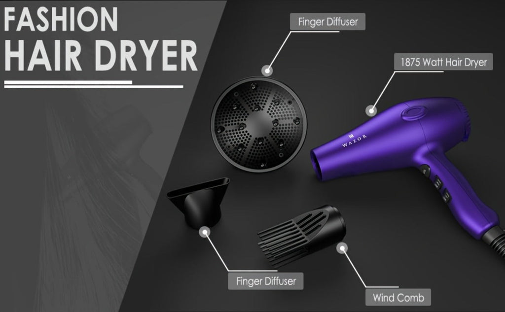 1875W Ionic Hair Dryer with Diffuser Concentrator Comb Nozzle - Professional Blow Dryer DC Motor 3 Heat 2 Speed Cool Shot Anti-Frizz Salon Quality for Women Black - product image 9