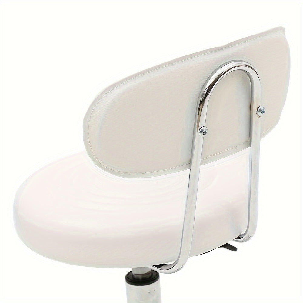 PU Leather Salon Stool with Back & 360° Swivel – Adjustable Height 18.9"-22.8" Round Cushion Chrome Base White Salon Chair for Nail Tech, Esthetician & Beauty Studio - product image 8