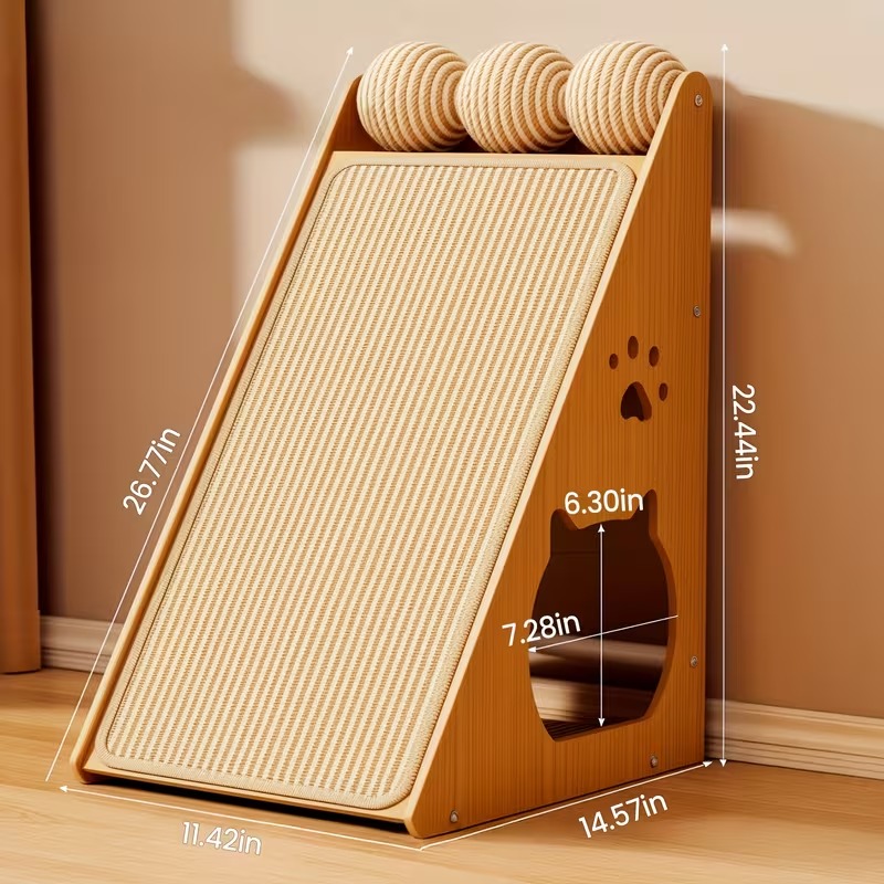 Cat Scratching Board 27 Inch Multi-Functional Sisal Scratcher with Teaser Balls | Wear-Resistant Cat Paw Pads, Furniture Protector, Easy Install Indoor Cat - product image 6