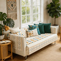 Chenille Sofa Cover Bohemian Style 1pc - Ethnic Pattern Anti-Slip Cat Scratch Resistant Skin-Friendly Couch Slipcover | 2 3 4 Seat Sizes White Green | Living Room Bedroom Office So - product image 14