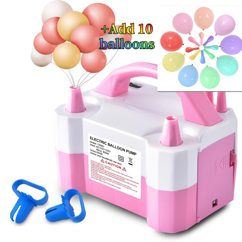 Electric Balloon Pump Double Nozzle 600W | Portable Fast Balloon Blower Inflator for Party Decoration, Birthday, Wedding & Events, 110V-120V, Multiple Colors with Optional Balloon Kit (Green, Rose Red, Pink, Blue, Orange)