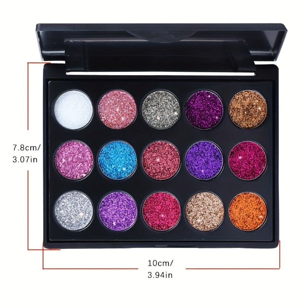 Glitter Eyeshadow Palette 2-Pack 15 Colors Each — Shimmer Metallic Sequin Foil Squalane-Infused High Pigment Eye Shadow Set for Stage Festival Party All Skin Tones Women - product image 4