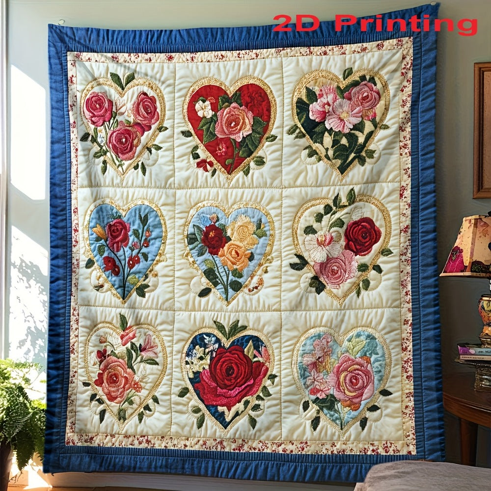 Heart Floral Print Flannel Blanket – 250-300gsm Soft All-Season Throw for Home, Office & Travel, 6 Sizes, Mother's Day Gift - product image 2