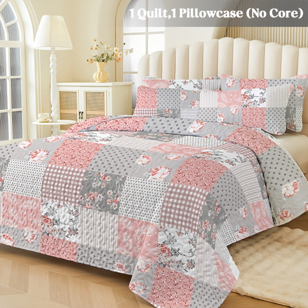 Quilt Set 2 3 Piece Lightweight Floral Patchwork Coverlet Bedding Set with Pillow Shams, Boho Quilted Bedspread for Twin Full Queen King, All Season Soft Cozy Bed Cover Green Blue  - product image 13