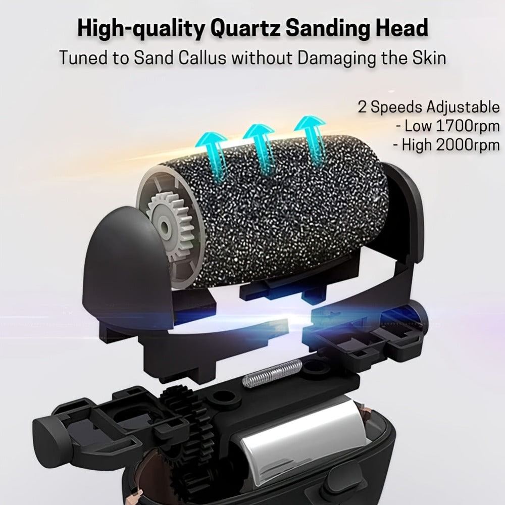Electric Foot File 14-in-1 Rechargeable Pedicure Kit 3 Roller Heads Dead Skin Callus Remover Portable Foot Scrubber Professional Foot Care Tool for Women Men Black White Silver - product image 3