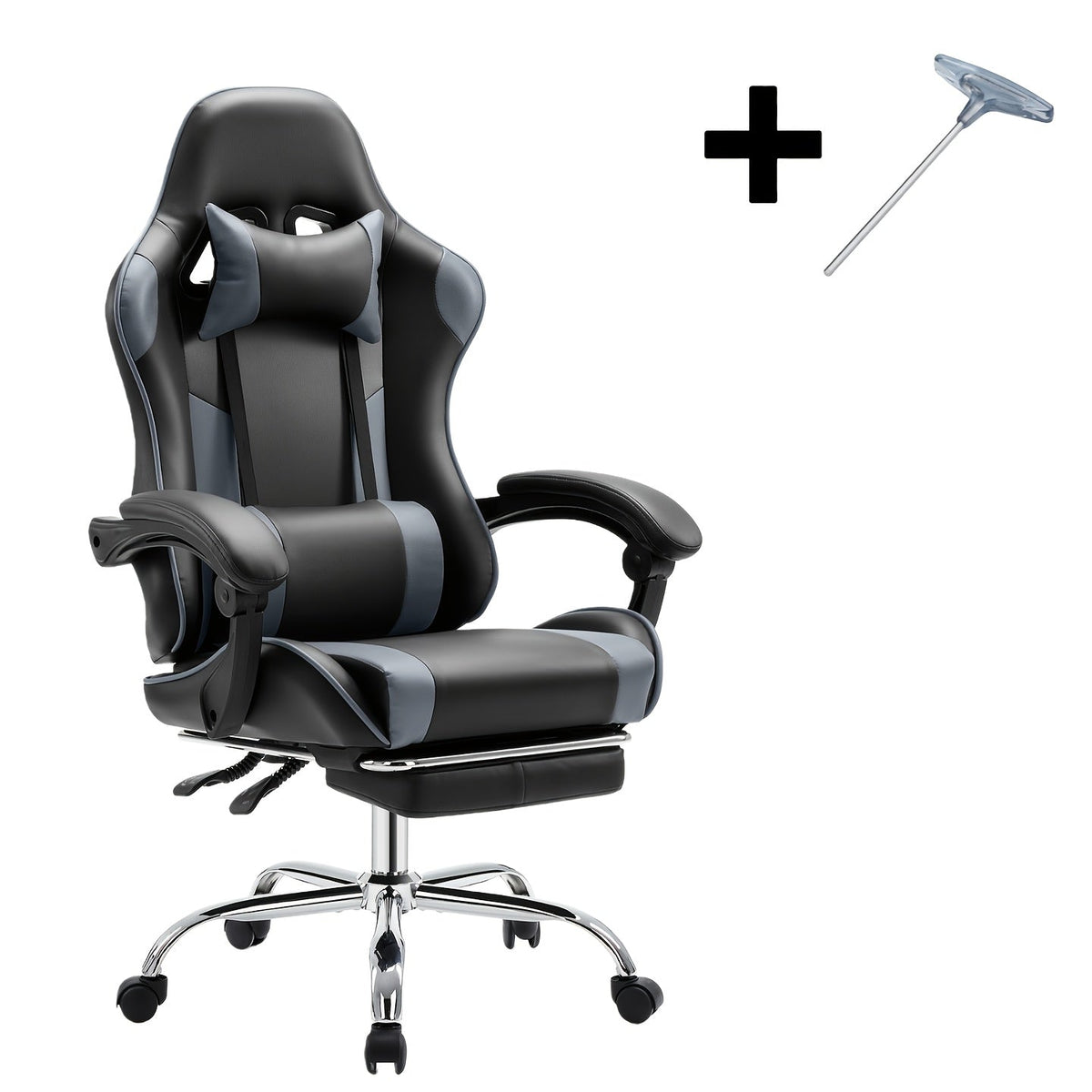 Esports Racing Style Computer Office Chair with Footrest for Home Office Desk Work Study – Ergonomic Gaming Chair with Rotating Armrest Lumbar Support & Headrest