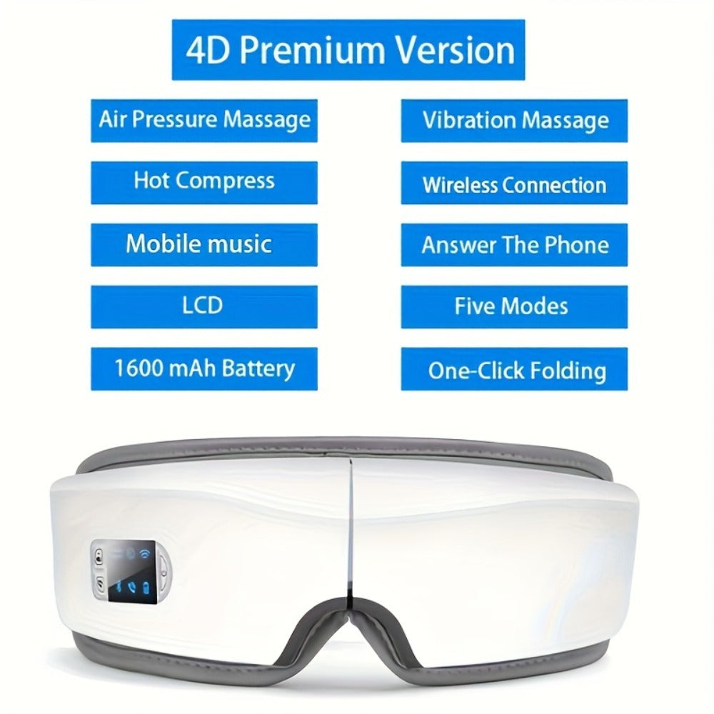 Eye Massager 4D Kneading Vibration Hot Compress Bluetooth Music Massage – Rechargeable Portable Eye Relax Device for Stress Relief - product image 3