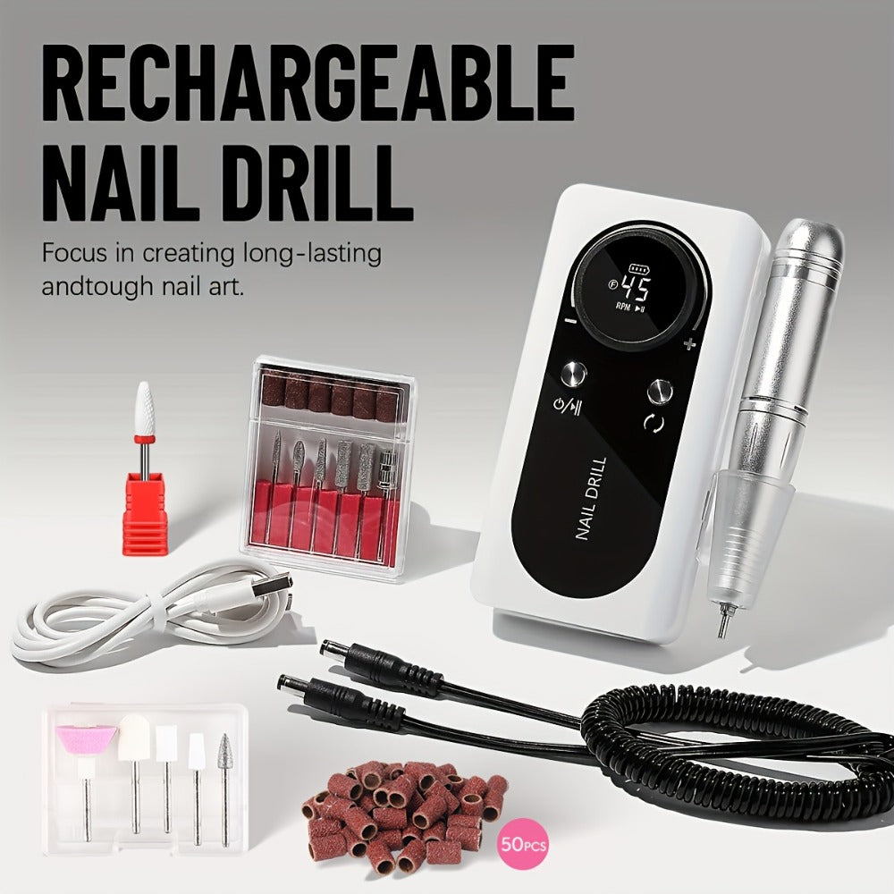 Low Noise Nail Drill Machine 45000RPM Rechargeable with LCD Display — Quiet Electric E-File for Gel Polish Acrylic Natural Nails, Professional Cordless Nail Sander for Home & Salon - product image 12