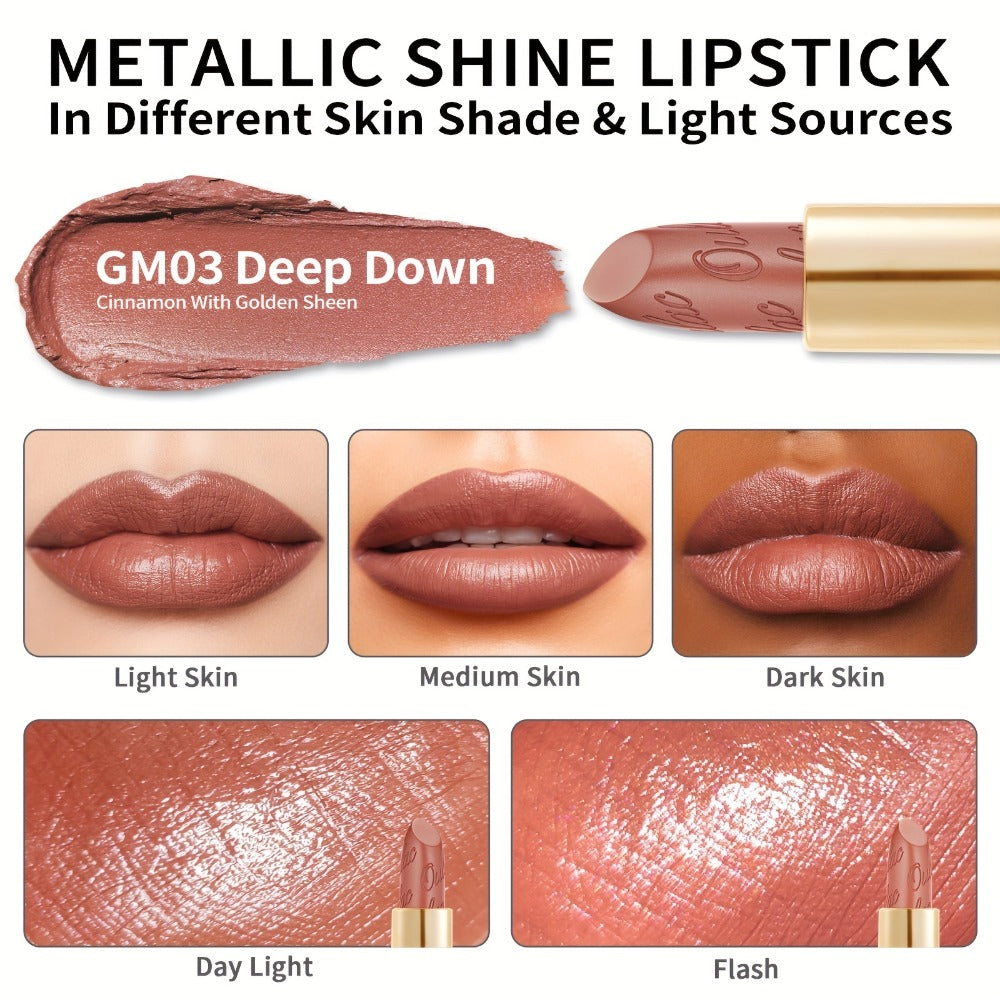 Metallic Lipstick Set 3 Pcs 24-Hour Smudge-Proof Transfer-Resistant Glossy Finish Full Coverage Long Lasting Lip Color Makeup Gift Set for Women 12.9G Each - product image 9