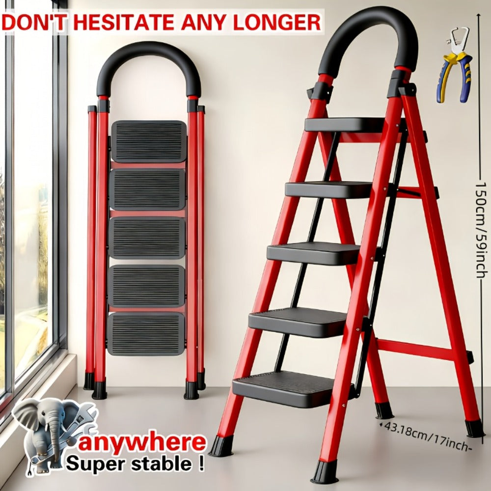Folding Step Stool Ladder 500lbs Heavy Duty Steel with Anti-Slip Wide Treads & Handrails – Safety Lock, Portable Multi-Step Ladder for Home, Kitchen & Outdoor Use, Mini / Medium /  - product image 10