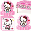Hello Kitty Party Supplies Set 41pcs Pink Disposable Plates Napkins Tablecloth Birthday Decoration Kit - product image 8