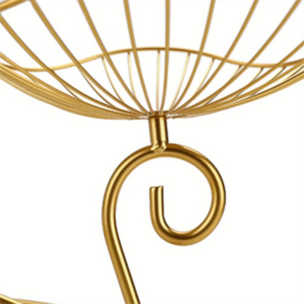 Fruit Basket Stand 3-Tier Decorative Iron Metal Wire Fruit Bowl with Lotus Leaf Design, Countertop Holder for Fruits Vegetables Bread Snacks, Modern Home Kitchen Table Centerpiece  - product image 10