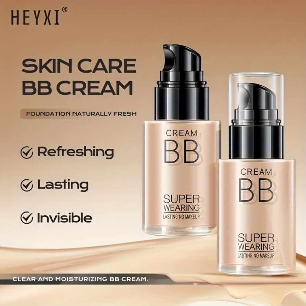 Moisturizing BB Cream Liquid Foundation Set 2-Piece with Makeup Sponge — Flawless Long-Lasting Medium Coverage Skin-Isolating Concealer for All Skin Types Women Natural & Light Bei - product image 6