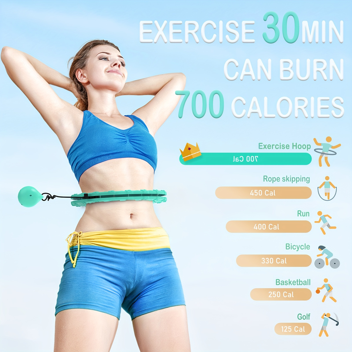Weighted Hula Hoop Exercise Ring 69" | Smart Pilates Circle with 30 Detachable Knots, Plus Size Adjustable Fitness Hoop for Adults, Beginners & Core Workout