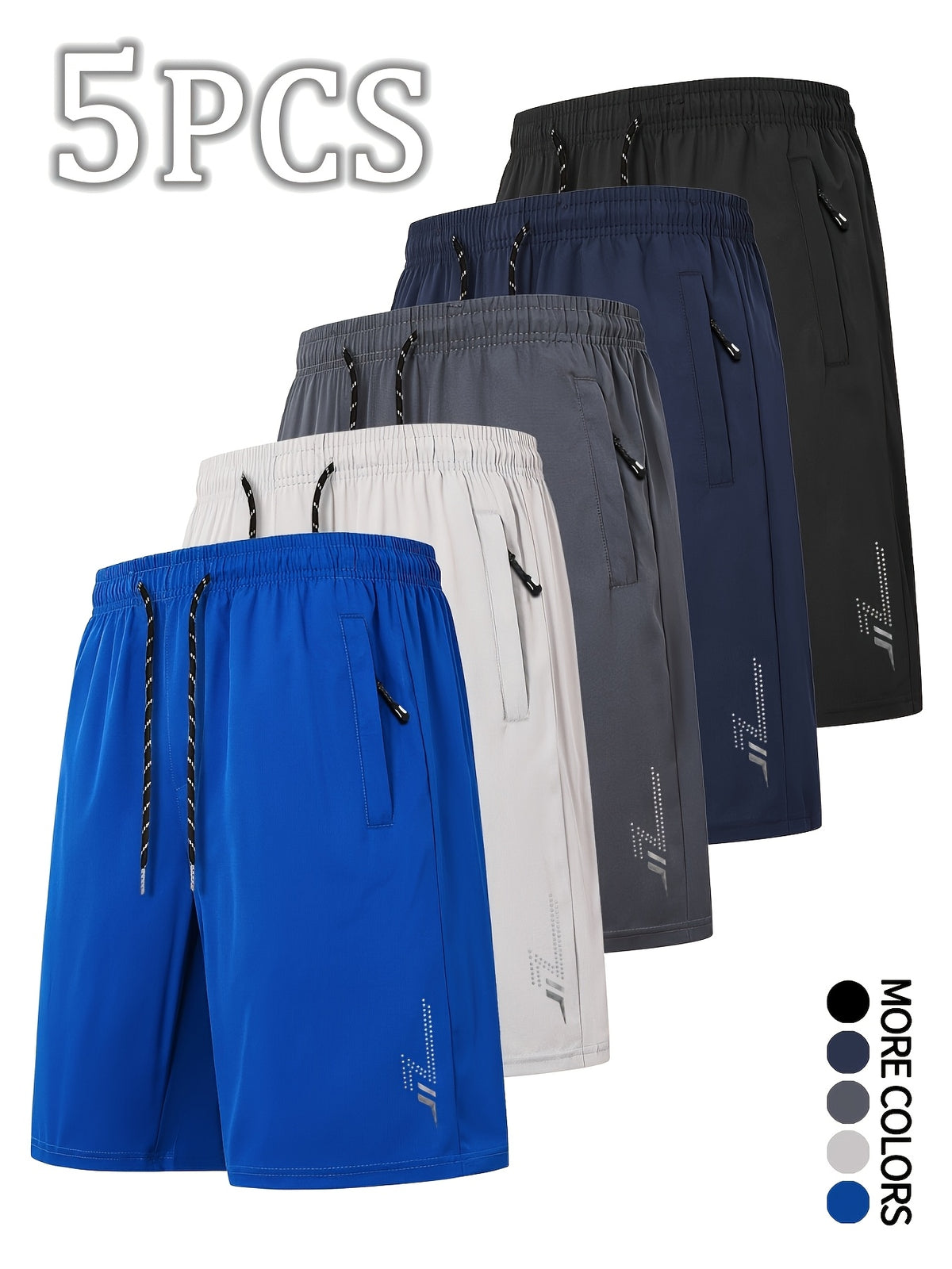 5pcs Men's Summer Fashion Shorts, Soccer and Basketball Men's Sports Shorts, Multi-Color Combination Versatile Summer Shorts Set, Quick-Dry Athletic Fitness - product image