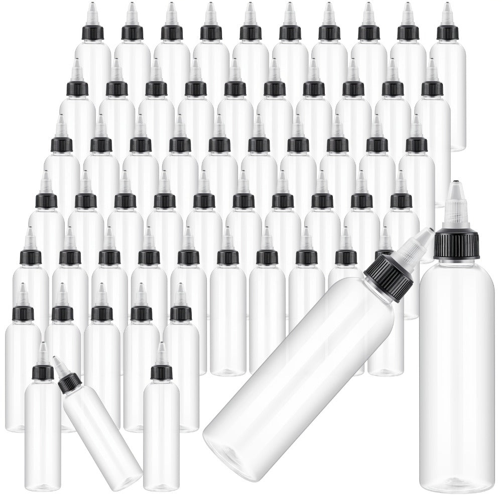Squeeze Bottles 4oz 100 Pack with Twist Top Caps Empty Plastic Refillable Dispensing Bottles BPA Free for Hair Oil Essential Oil Condiment Sauce Lotion Skincare Salon Kitchen Resta - product image