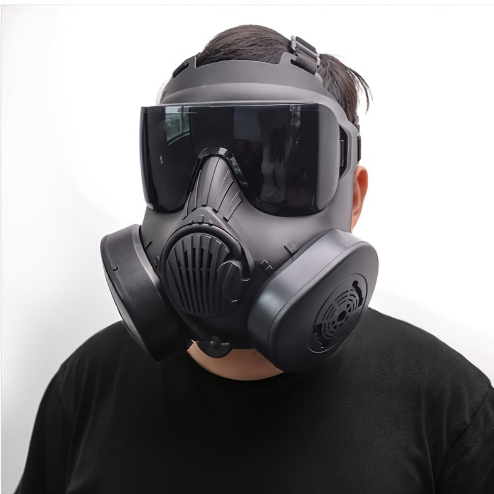 Military Face Mask for Men Halloween Cosplay Role Play CS Simulation Outdoor Camping Movie Stage Props Cool Dress Up Black Tri-Color | Tactical CS Costume Prop Mask Plastic Airsoft Style