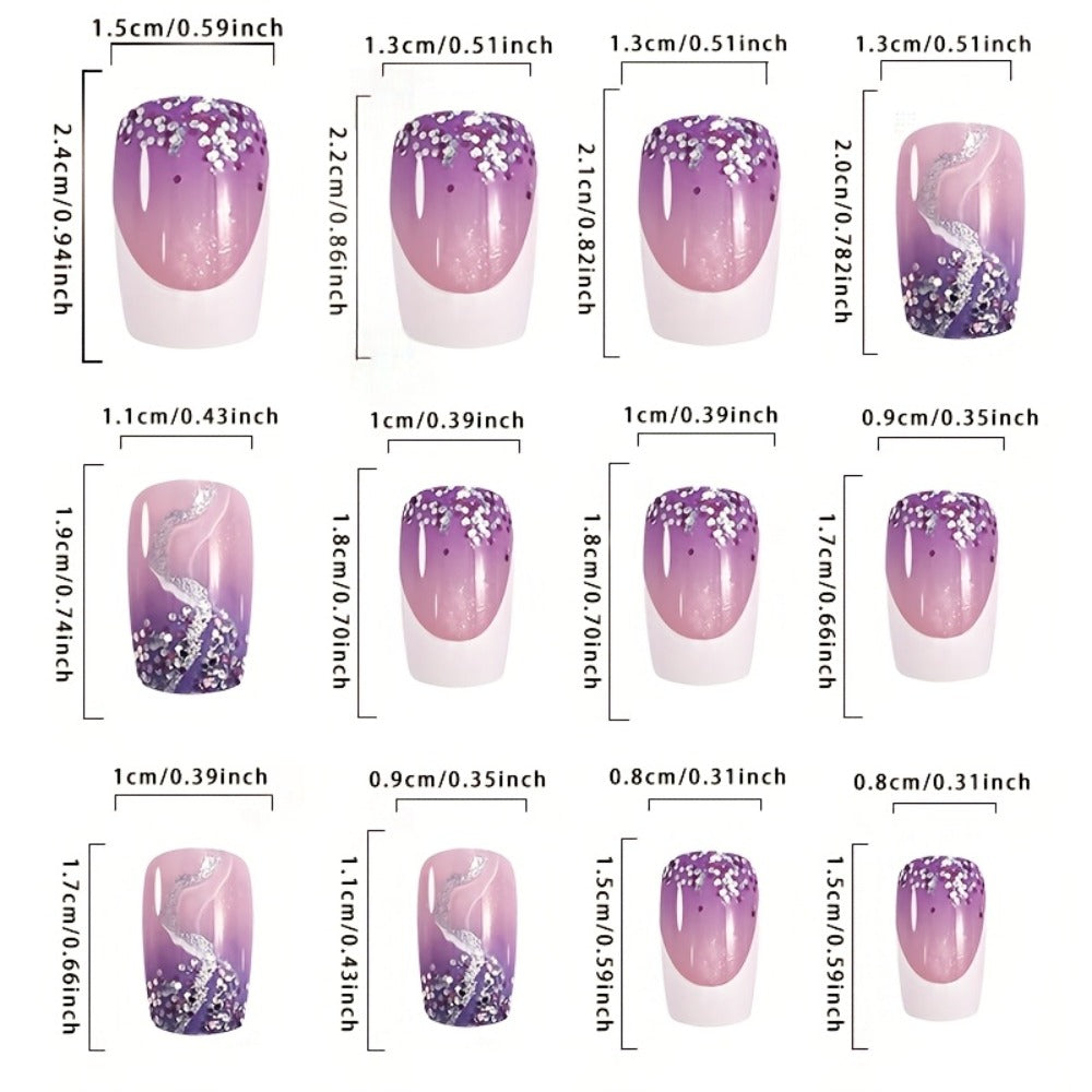 Ombre Press On Nails 216 Pieces 9 Packs – Gradient French Tip & Marble Square Full Cover False Nails for Women Girls | Colorful Nail Art Kit for Parties Weddings Daily Wear | Reusa - product image 4