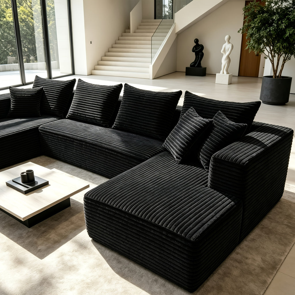 133-Inch Oversized U-Shaped Modular Sofa | Corduroy Cloud L-Shaped Corner Sofa, Extra Deep Seat, Freely Spliced and Matched, Suitable For Living Rooms and - product image 6