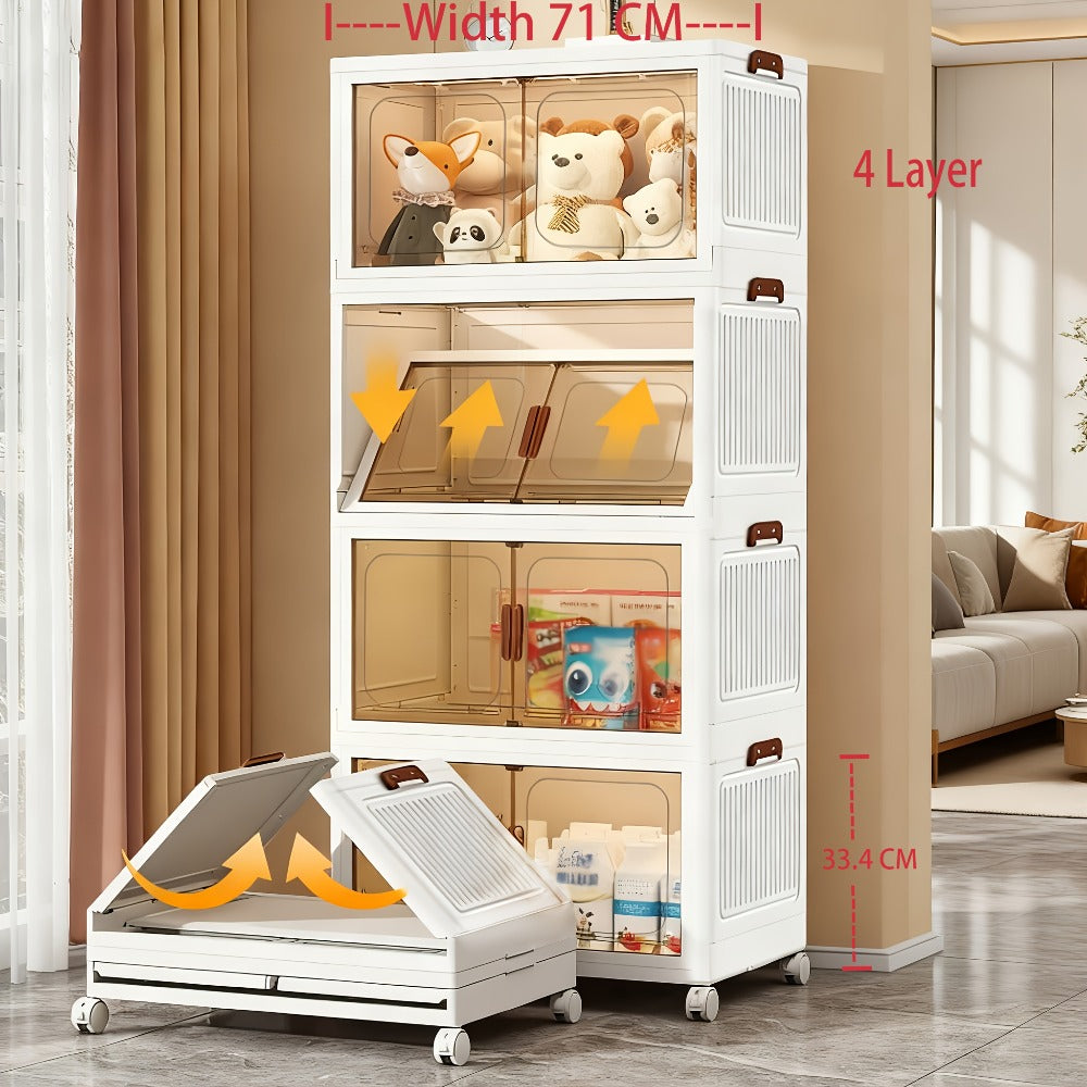 Foldable Storage Cabinet with Door – Multi-Layer Stackable Storage Box for Shoes, Clothes & Books | Large Closet Organizer for Bedroom, Bathroom, Kitchen, Office & Wardrobe - product image 9
