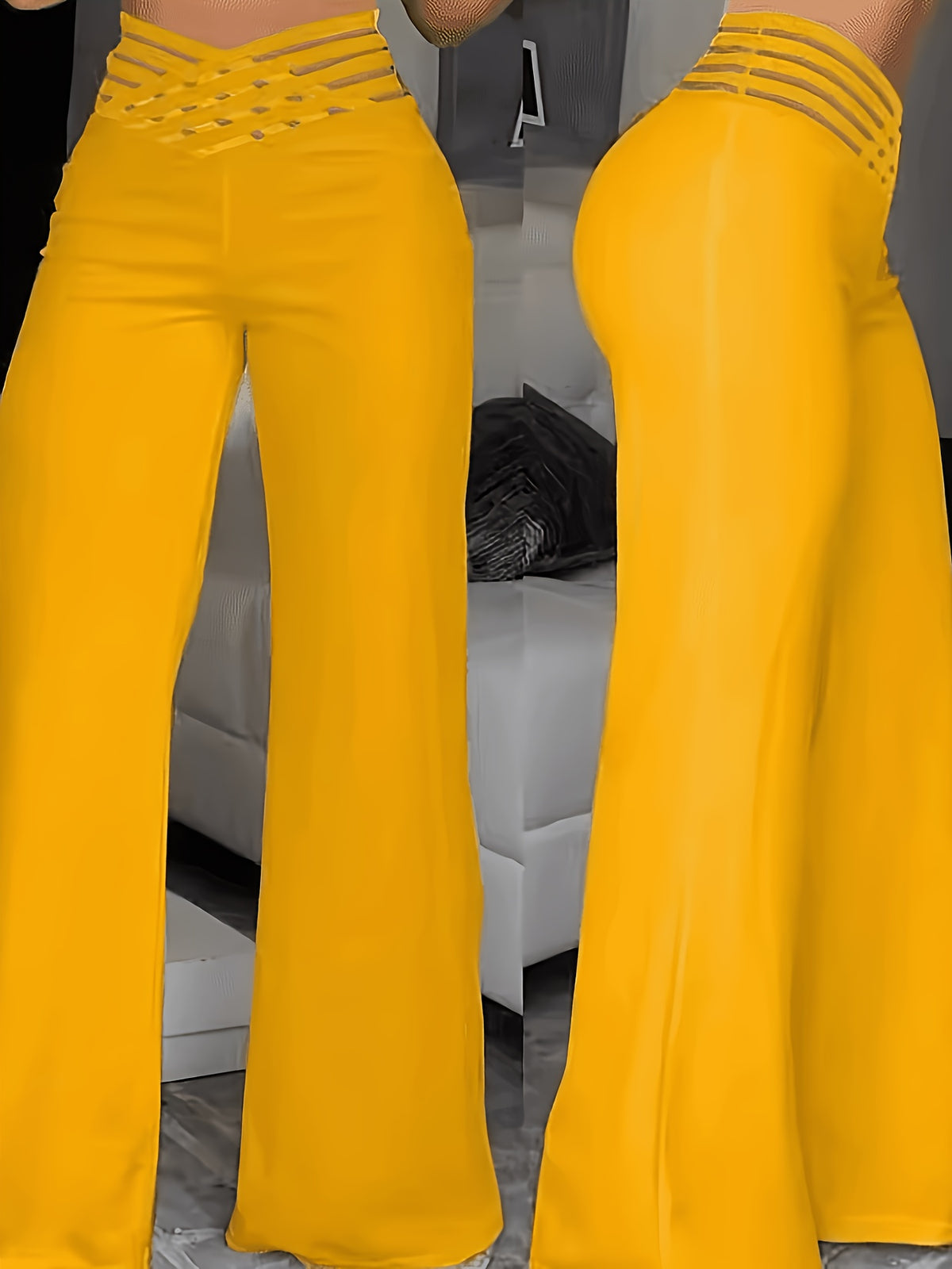Summer European and American Women's Hollow Waist Belt, High Waisted Casual Straight Leg Loose Pants, Wide Leg Pants - product image 6